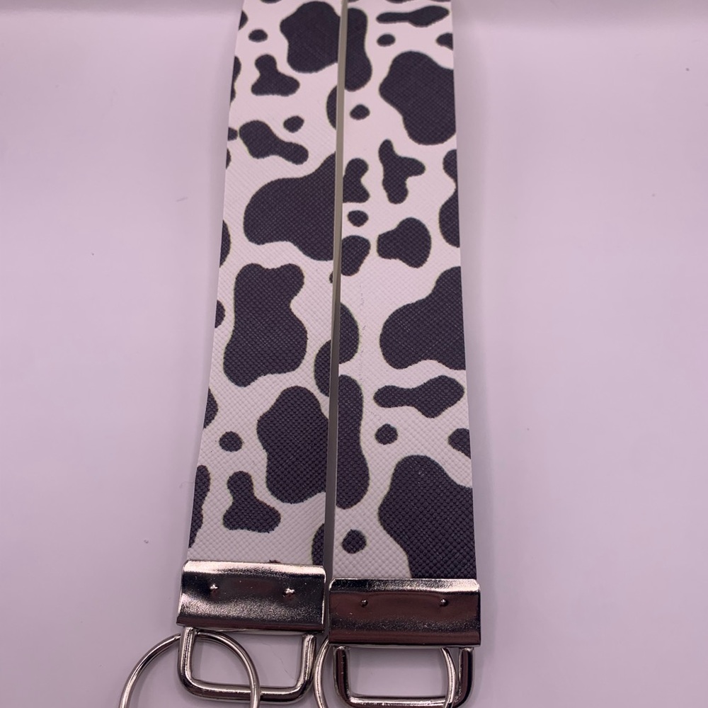 Cow Print Wristlet with Silver Keyring